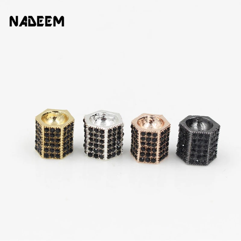 NADEEM Fashion Geometric CZ Crystal Spacer Tube Charm Beads Accessories Bracelet & Bangle Jewelry Making Handmade Findings