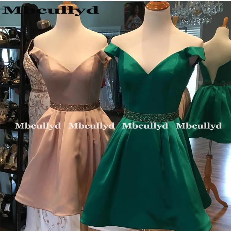 Mbcullyd-Vestido corto de fiesta con hombros descubiertos para mujer, minivestido Rosa elegante con cuentas, 2023