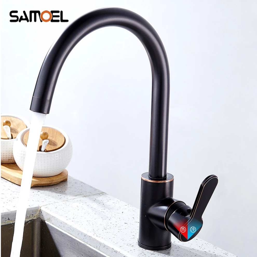 2019 New Arrival Fashionable Economic Brass Kitchen Sink Mixer Taps Black Bronze Single Handle Kitchen Faucets B3315