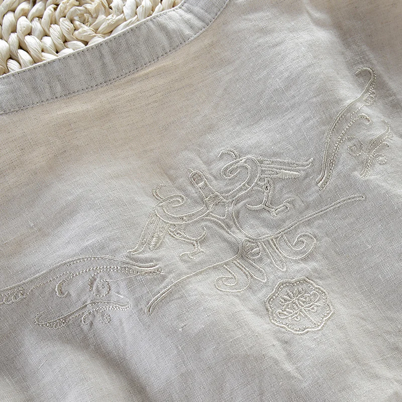 

Embroidered linen shirts men short sleeved shirt mens casual stand collar shirts male solid one-button fashion shirt man camisa