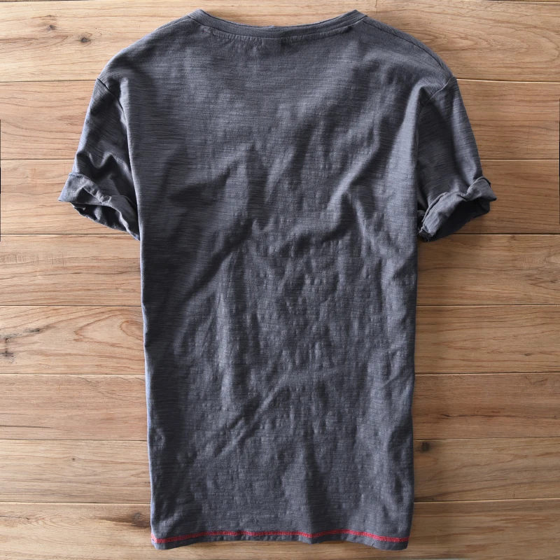 Italy Style Suehaiwe\'s Brand Short-Sleeved V-Neck Cotton T-shirt Men Summer Clothing Unique design gray men t shirt Camisa