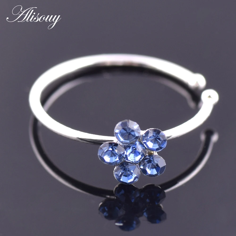 Alisouy 1 قطعة ثقب الأنف الدائري الهندي زهرة الأنف مسمار هوب الحاجز الفرس ثقب الأنف كليب خواتم مجوهرات للجسم #2