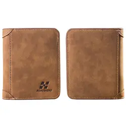 Cartera plegable de cuero suave para hombre, billetera de negocios de lujo, tarjetero, monedero corto Delgado, monederos con Clip para dinero