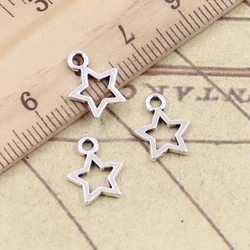 30 piezas encantos estrella pentagrama 13x10mm bronce tibetano Color plata colgantes joyería antigua hacer manualidades hechas a mano DIY