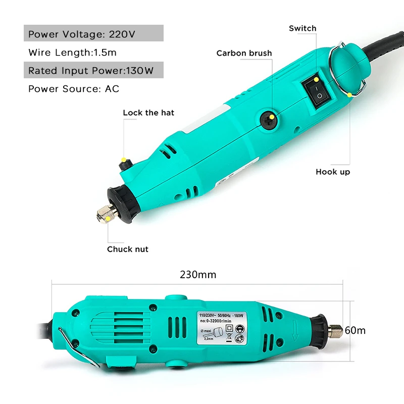 Tungfulll Mini Drill Power Tool Power Source AC 220V Drilling Machine Power Tool Accessories For Dremel Engraving Cutting