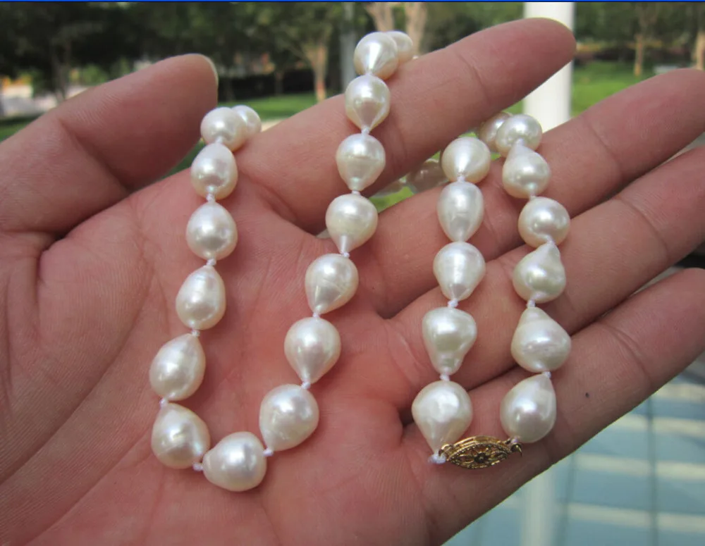 

latest Women Gift word 11-13mm Natural south sea baroque white pearl necklace 18INCH Genuine Natural freshwater 925 noble lady's