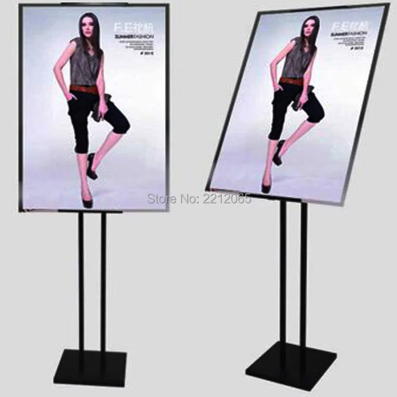 Adjustable Double Pole Floor Stand, Iron Poster Display for Retail Store,Shopping Center, Hotel and Restaurant