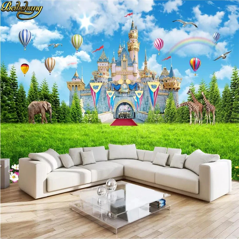 

beibehang custom Dream Castle Hot Air Balloon papier peint mural 3d wallpapers for living room photo 3D wallpaper for kids room