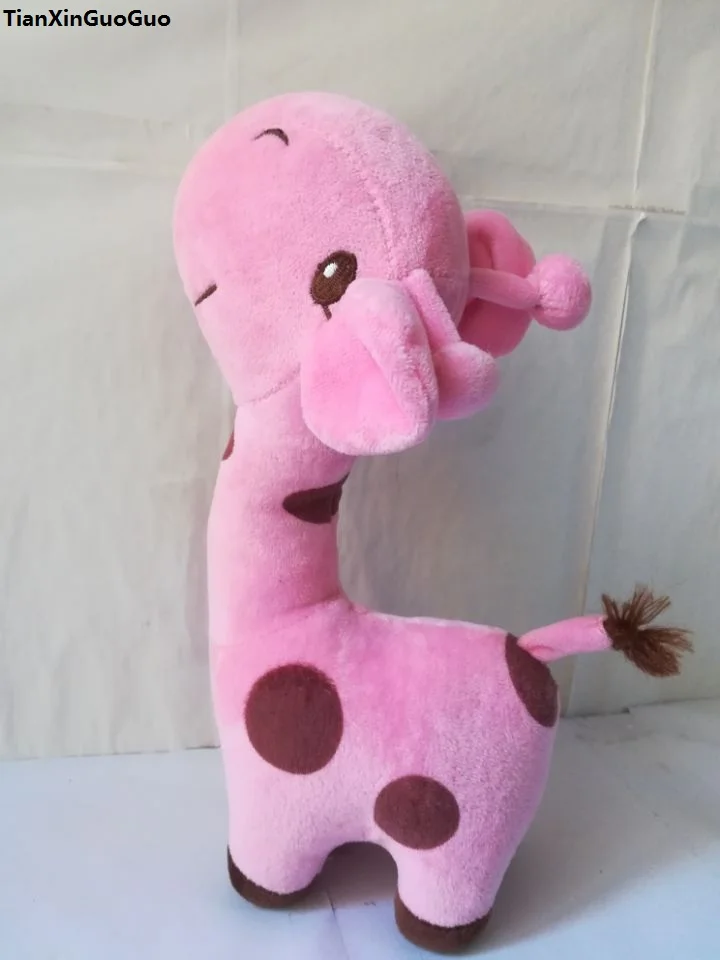 Cerca de 30 cm girafa rosa brinquedo de pelúcia girafa dos desenhos animados boneca macia travesseiro brinquedo presente de Natal h2469