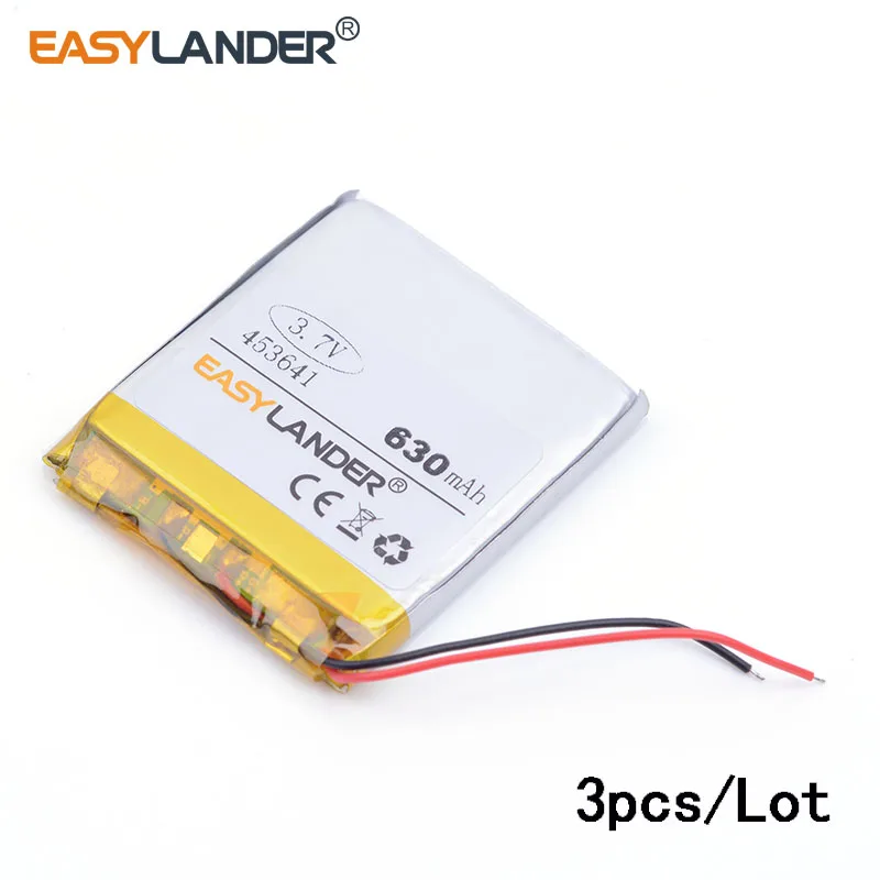 Bateria recarregável do polímero do Li-íon do lítio, orador de DVR GPS MP3 Bluetooth, 3.7V, 630mAh, 453641, 3 PCes pelo lote