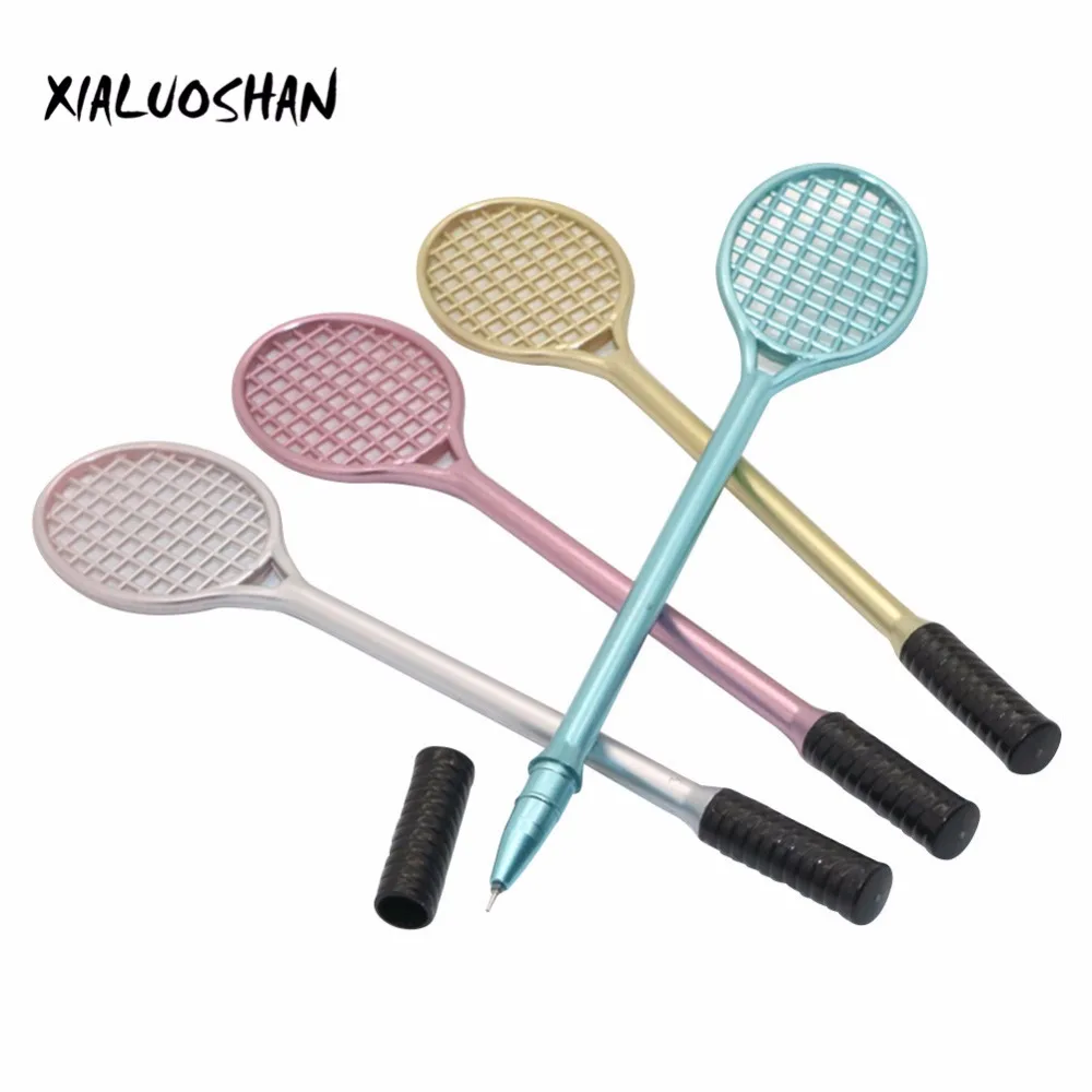 4 Pcs Gel Pen Writing Point 0.5mm Creative Stationery Cute Tennis Racket Modeling Badminton Racket Pencil Stylus Pen