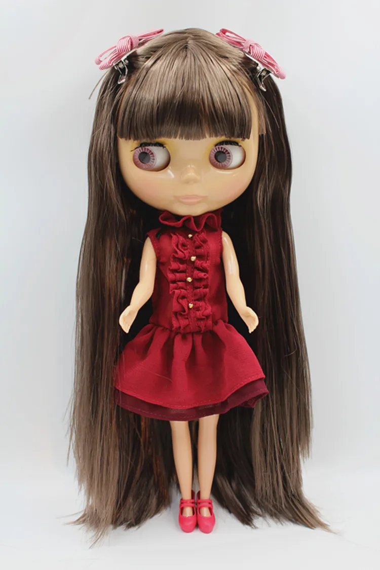 

Blygirl Doll brown bangs hair Blyth Doll body Fashion Can refit makeup Fashion doll Wheat muscle