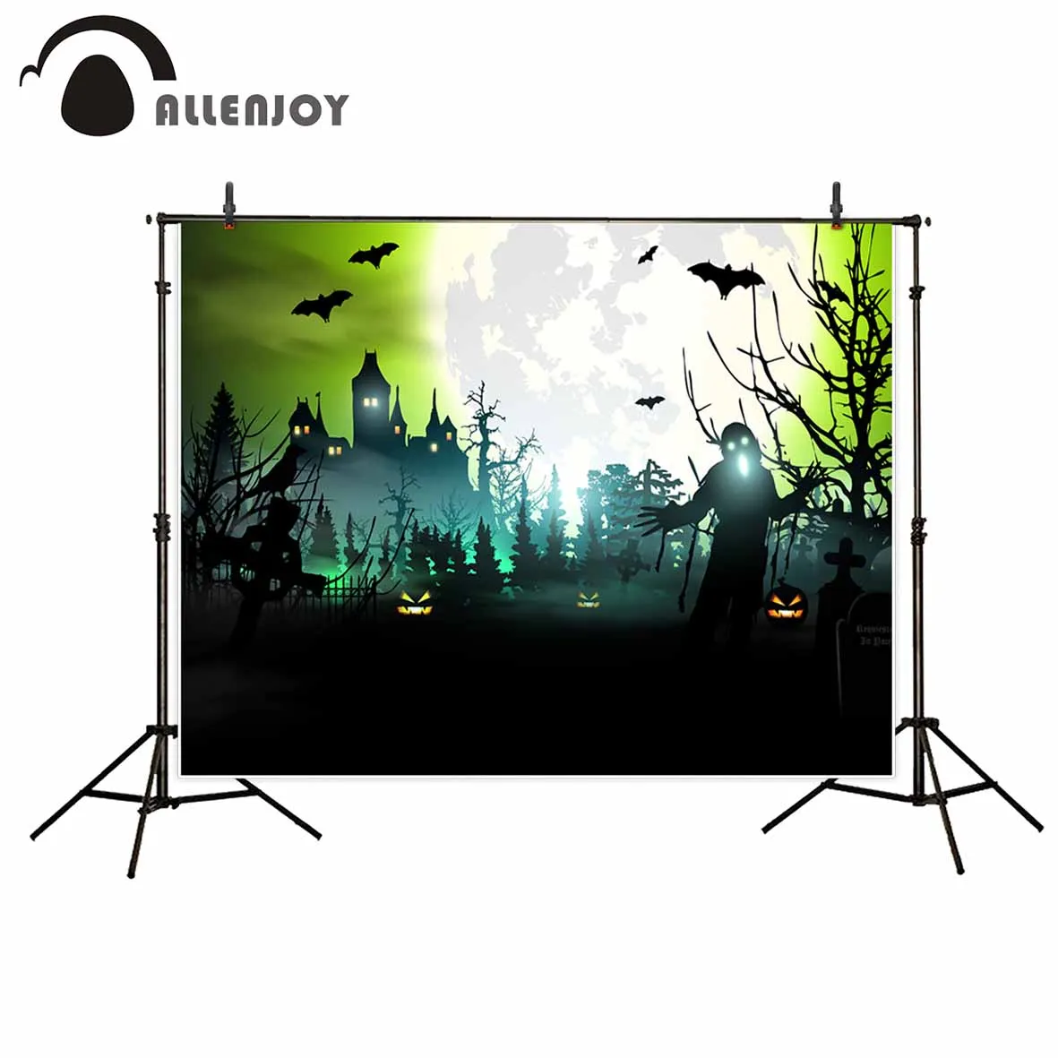 Allenjoy photographic background moonlight Crows Ghosts Castle Halloween backdrop photocall professional customize fotografia