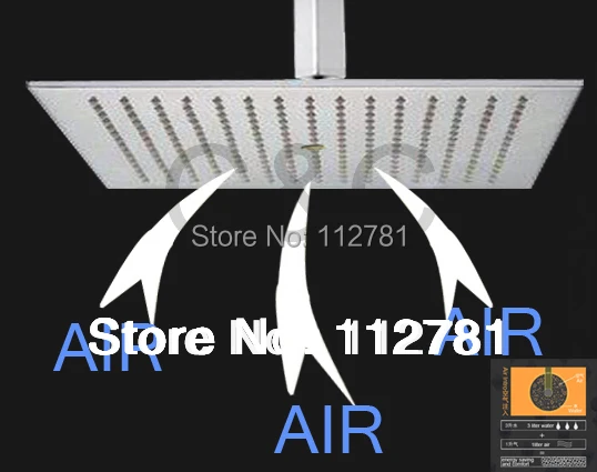 Exclusive Air Drop Technology!!! Stainless Steel(304) 16 Inch Square Brushed Nickel Overhead Rainfall Shower Head BD018