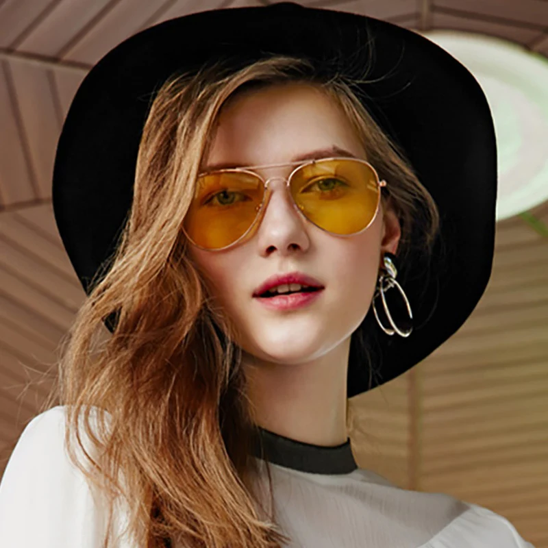 파일럿 항공 옐로우 나이트 비전 운전 선글라스 남자 여자 고글 안경 UV400 안경 드라이버 안경 gafas de sol 3025