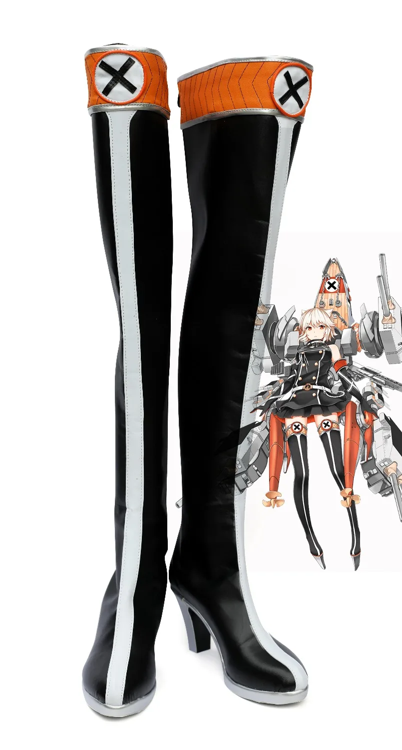 Kancolle Bismarck Shoes Cosplay Kantai Collection Bismarck Cosplay Boots High Heel Shoes Custom Made Any Size