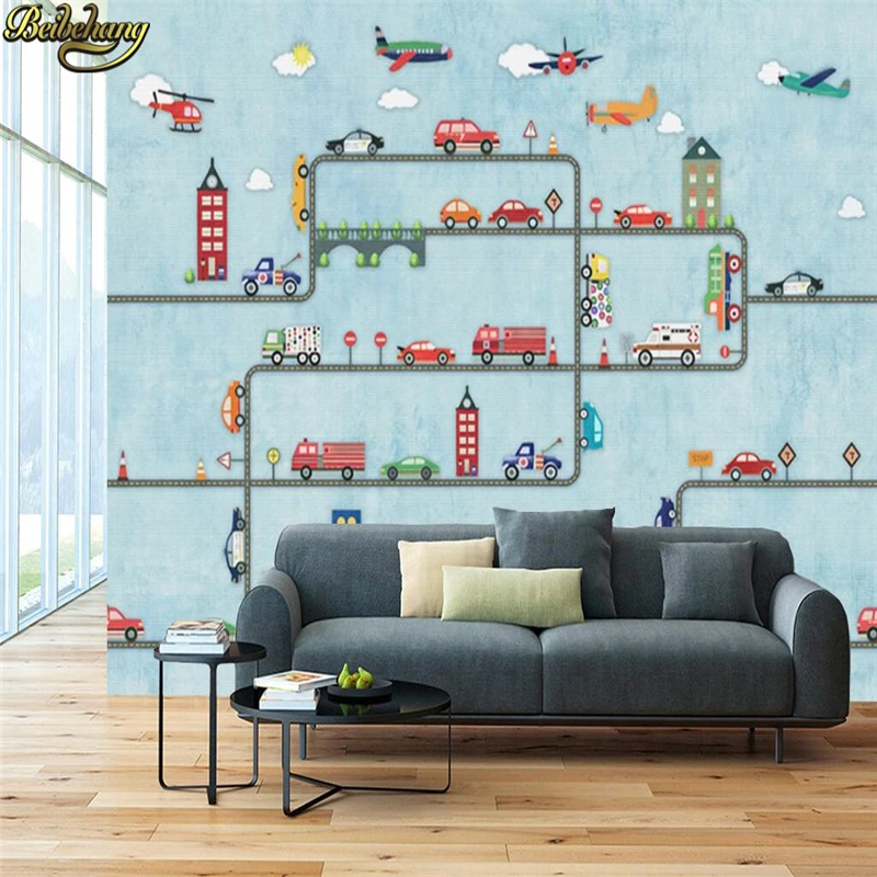 Beibehang Papel De Parede 3D Foto Muurschildering Behang Voor Muren 3 D Cinema Achtergrond Grote Cartoon Auto Kinderen Kamer Muur papier Roll