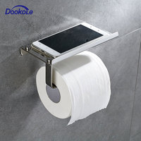 Toilet Paper Holder with Phone Shelf Wall Mounted,Stainless Steel Bathroom Accessories Tissues Roll Dispenser Storage Rack