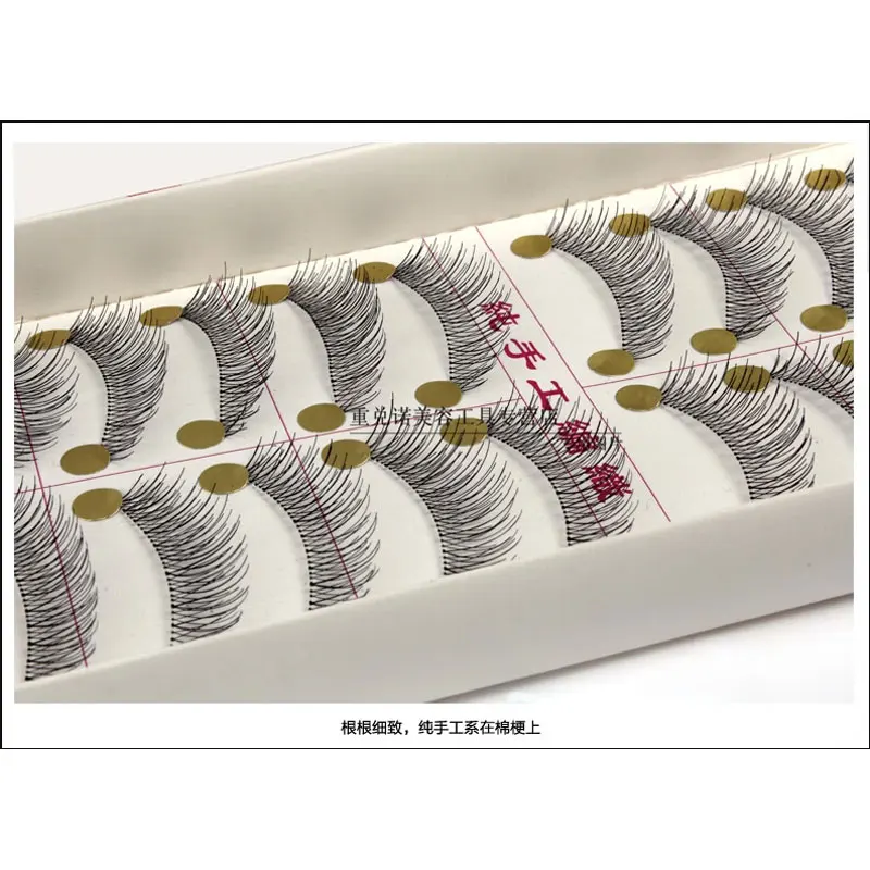 10 pares de pestañas postizas transparentes de plástico hechas a mano, tira completa natural, pestañas gruesas populares para maquillaje 2