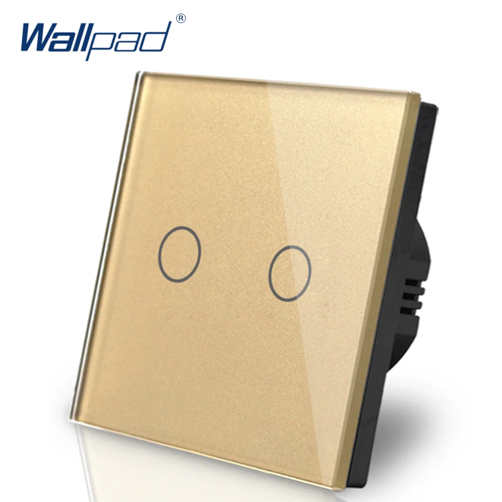 2 Lamps Dimmer Touch Switch 110V-250V Wallpad Glass LED 2 Gang Control Wall Smart On Off Panel EU UK