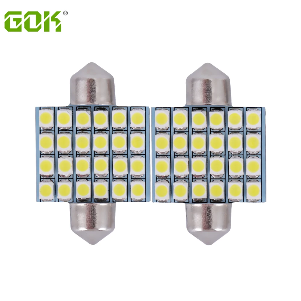 4pcs Car Reading Auto Interior LED License Plate Signal Lamp Festoon 24smd LED 1210 3528 SMD C5W 31mm 36mm 39mm 41mm Dome Light