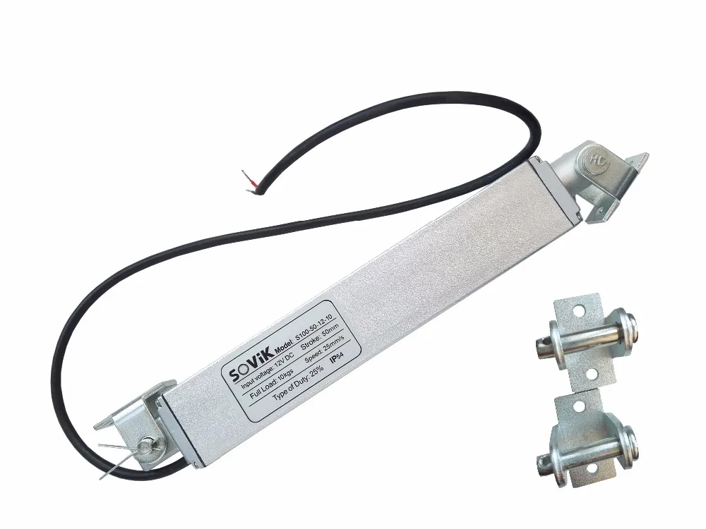 

SOVik 2 inch 50mm Stroke Micro Linear Actuator 12V DC In-line Designed with Mounting Brackets 100N Max Lift