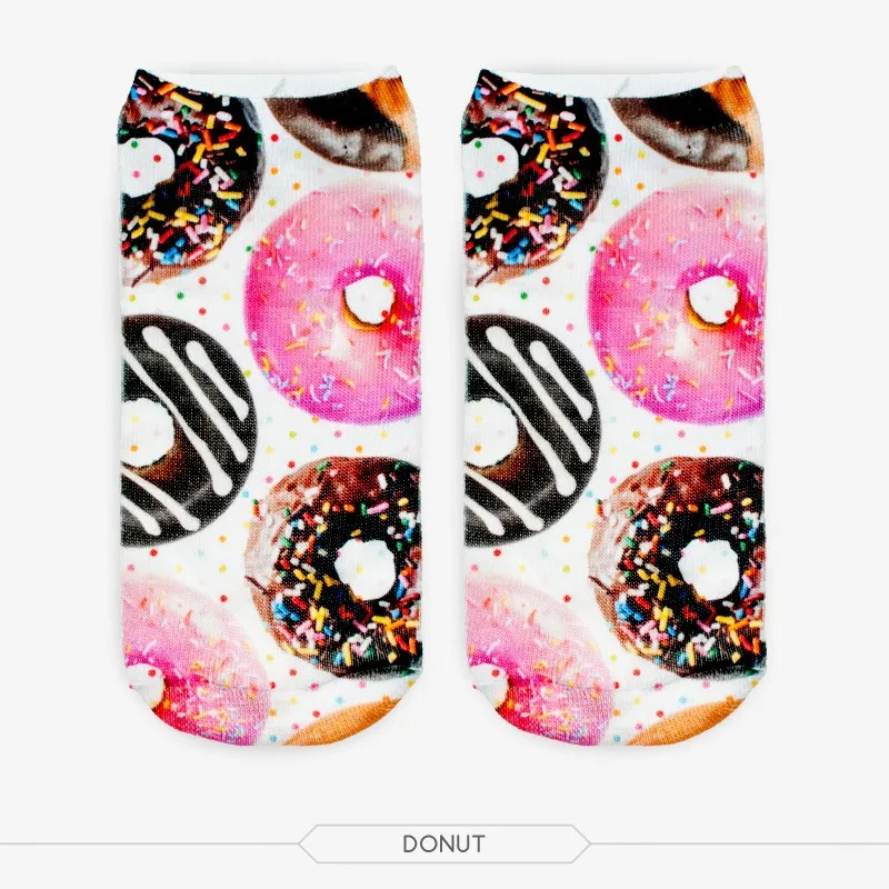 3D Print food donuts multiple colors Harajuku  socks women funny  harajuku sock