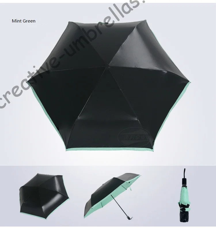 (2pcs/lot)Aviation carbon fiberglass umbrella three fold superlight  5 times colour coating anti-uv parasol of Rain gear