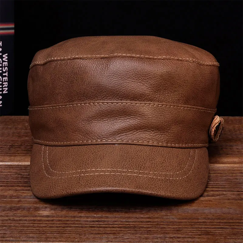 HL108 Men's Genuine Leather Men Baseball Cap Hat Solid Adjustable Hats Caps With 5 Colors