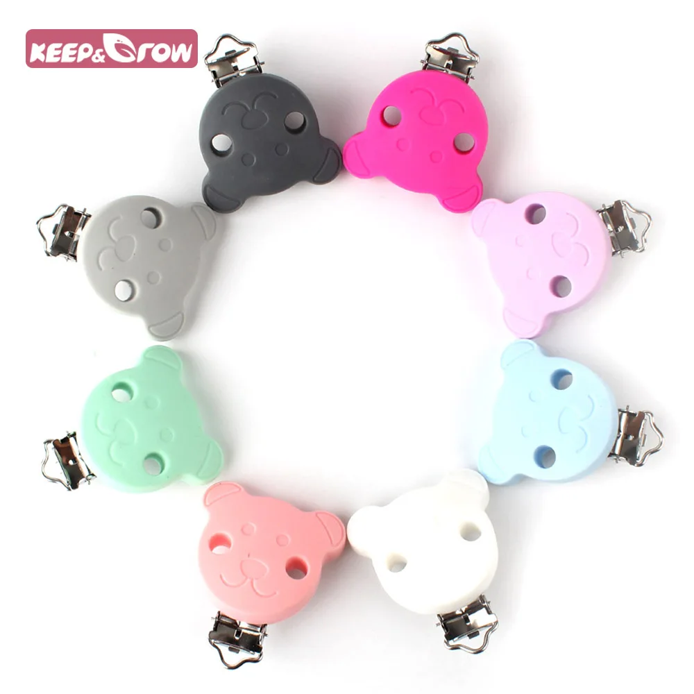 

Keep&Grow BPA Free 1Pc Bear Silicone Pacifier Clips Holder Baby Teething Toys DIY Pacifier Chain Accessories Baby Teether Toys