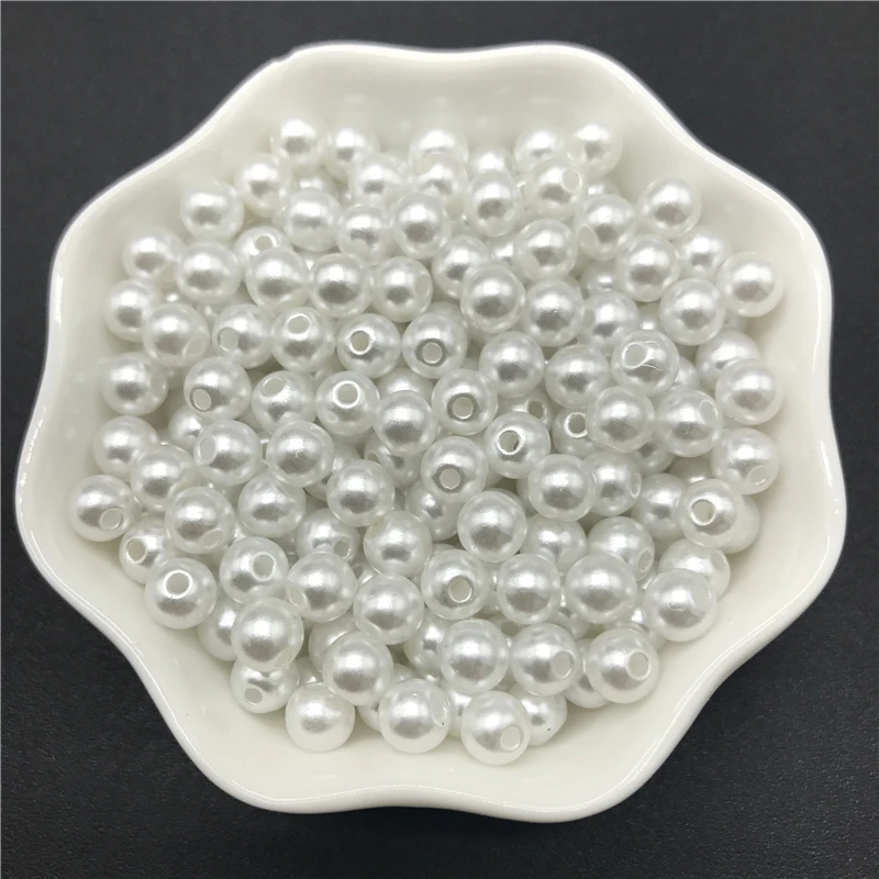 4/6/8/10/12/14/16/18/20mm White Ivory Imitation Pearls Acrylic Beads Round Pearl Spacer Loose Beads For Jewelry Making