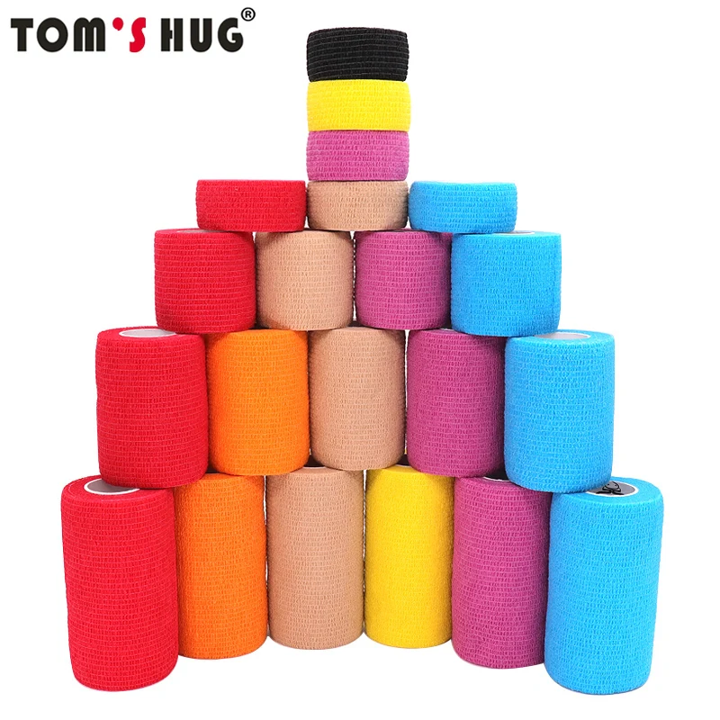 Tom\'s Hug Colorful Sport Self Adhesive Elastic Bandage Wrap Tape 4.8m Knee Support Pads Finger Ankle Palm Shoulder Bandage