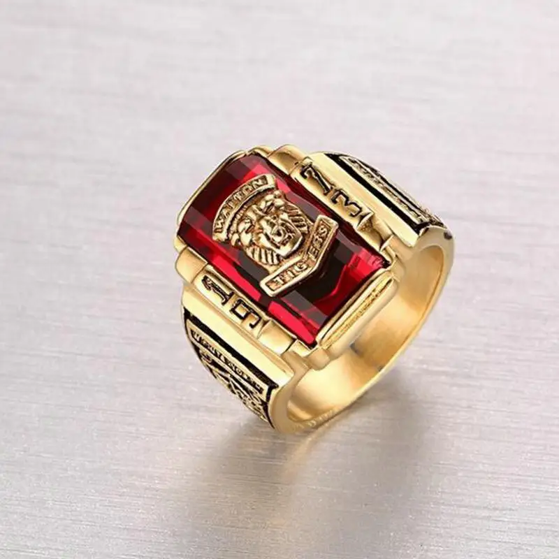 1PCSWalton Tiger Ring for Men  Vintage Rock Punk Style Gold Color Stainless Steel Jewelry Accessory