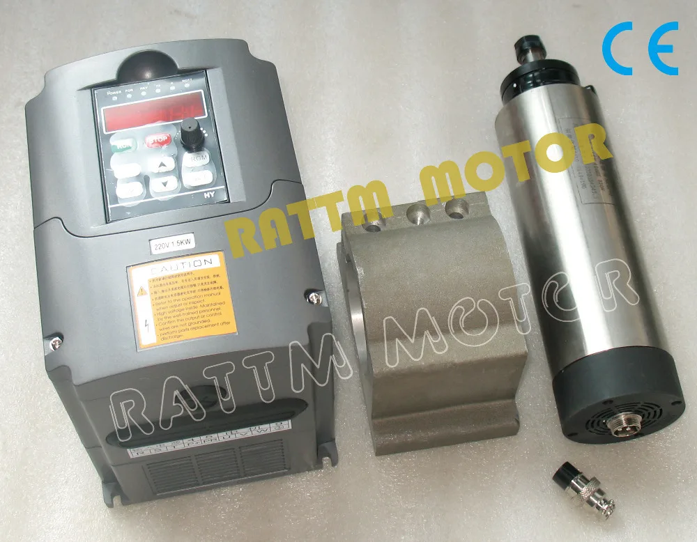 1.5KW Air-cooled spindle 65x205mm ER11 & 1.5KW 220V inverter &65mm cast aluminium bracket