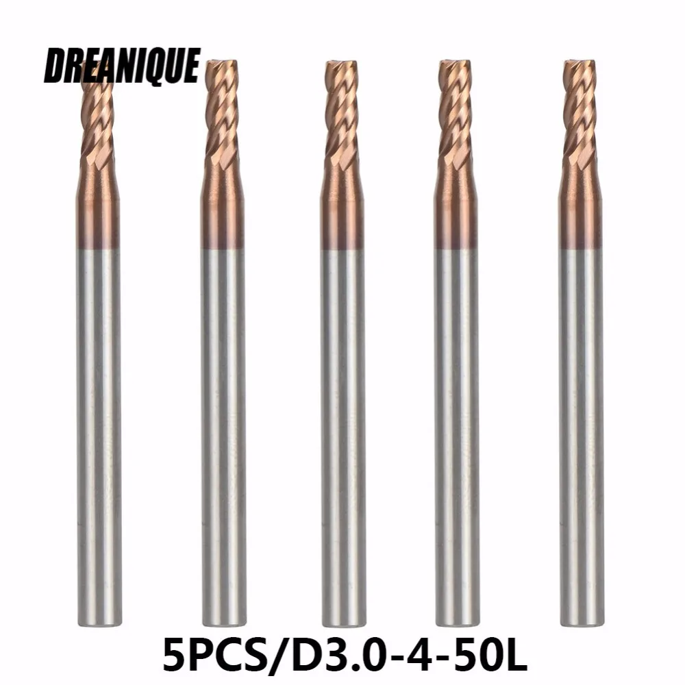 

Tungsten Steel End Mills 5pcs/lot D3-4-50 4 Flute Flattened Head CNC Milling Cutters Carbide End mills High Quality HRC55