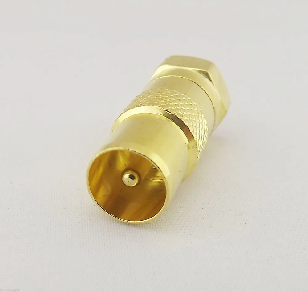 1pcs Gold F Male Plug To PAL TV Male Straight Coaxial Cable RF Adapter Connector