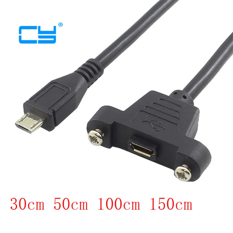 Printer Panel Mount Micro USB 2.0 B Female Socket To Micro USB 5 Pin Male cable 0.3m 0.5m