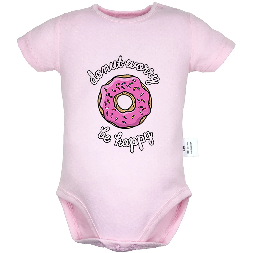 Cute Don't Worry Donut Worry Be Happy Deer King and Queen Couples Newborn Baby Boy Girl Outfits Jumpsuit Infant Bodysuit Clothes