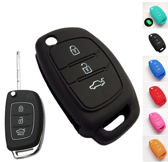 3 BUTTON FLIP KEY SILICONE COVER FIT FOR HYUNDAI SANTA FE SONATA ELANTRA VERNA IX35 SOLARIS IX45 I10 I30 I40 I45 FOB CASE HOLDER