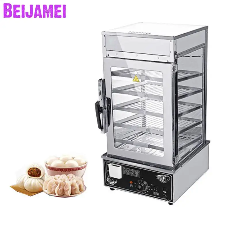 BEIJAMEI Commercial Bun Bread Food Steam Glass Showcase Stainless Steel Electric Food Steamer For Sale