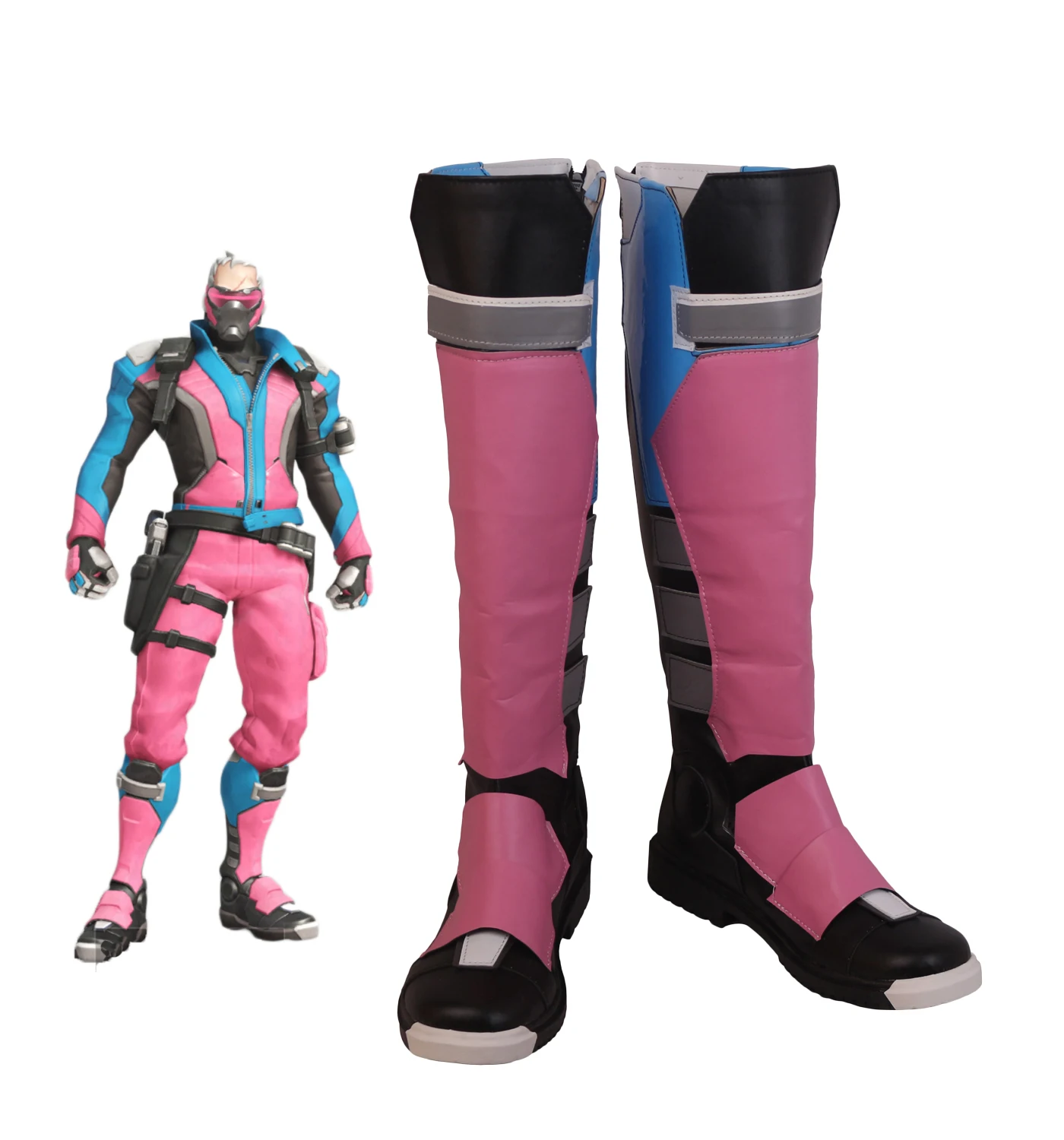 

Soldier 76 Shoes Cosplay OW Soldier 76 Cosplay Pink Boots Custom Made Halloween Carnival Party Cosplay Shoes