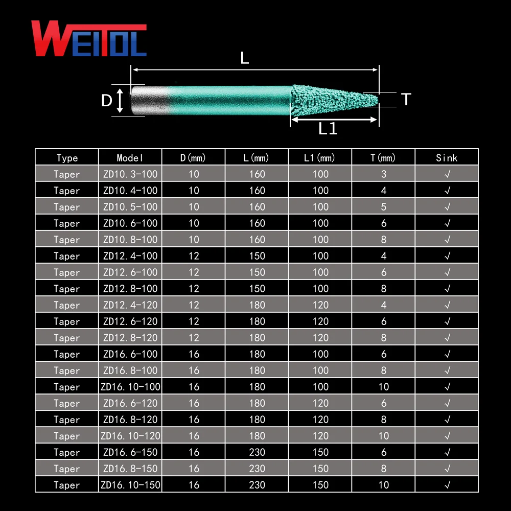 Weitol Brazing stone engraving bits marble carving tools CNC router bits CNC router machine milling cutter