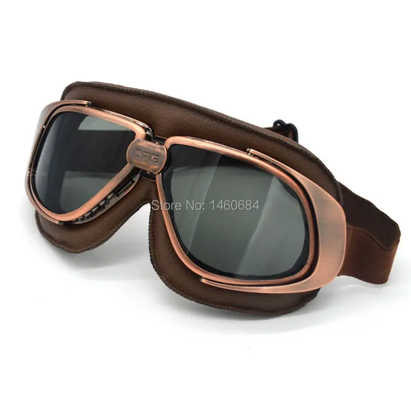 Evomosa New JET Helmet Goggles Motorcycle Goggle Vintage Pilot Biker Brown Leather Eyewear/Skiing Glasses/Racing Gafas