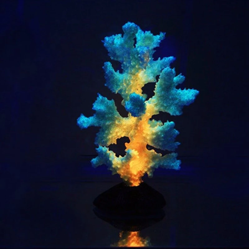 1pc Glowing Coral Beautiful Aquarium Decoration Landscape Ornaments Home Garden Fish Aquatic Pet Supplies Silica Gel Sea Coral