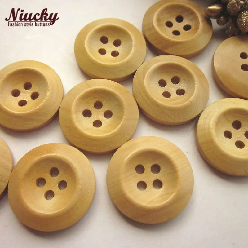 20mm 4 Holes Natural Wide Edge Boxwood Coat Wood Buttons No painting pure natural wood Buttons Supply W0201-027