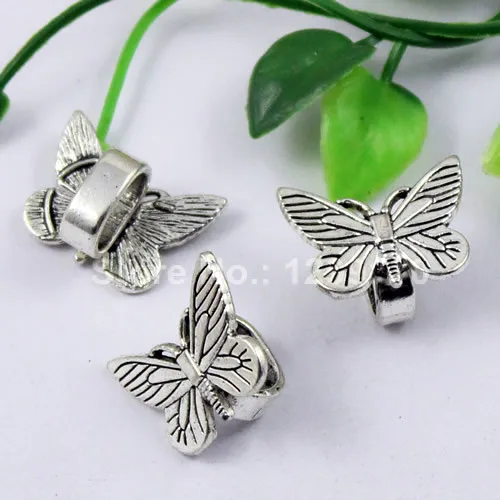 10pcs Fashion Butterfly Slider for Bracelet Necklace Cord Beads Watch Chain Beads DIY Accessories 22x16mm Hole:10x8mm K01229