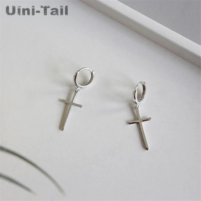 Uini-Tail hot new 925 Tibetan silver temperament personality ring cross earrings fashion tide flow fashion jewelry  ED165