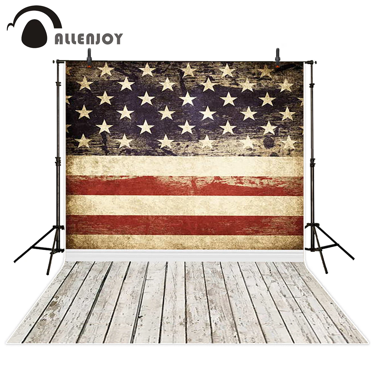 Allenjoy photography background independence day vintage flag wood floor photo studio backdrops customize