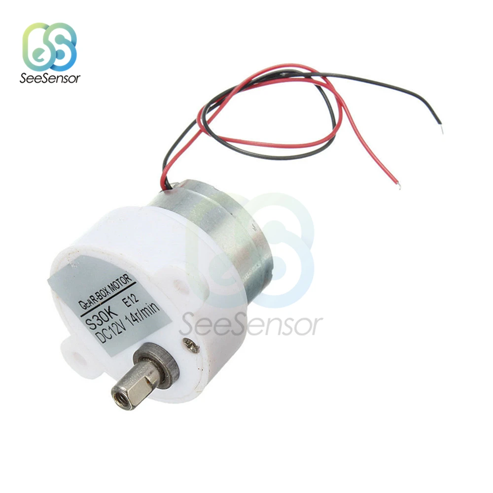 DC 12V Electric Brushless DC Motor High Torque Gear Motor Geared Box S30K Reduction Motor 14RPM 2 Wires for Electronic Toys Fan