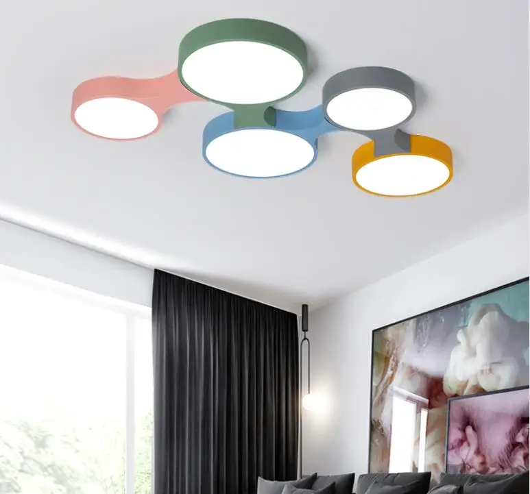 

Modern Led Ceiling Light Dimmable Remote Control Lustre Ultra thin 5cm Colorful Ceiling Lights Fixtures For Kids Room Bedroom